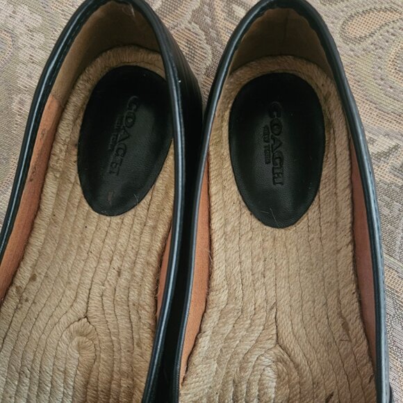 COACH Rhodelle Black Leather Espadrille Flat Loafer Shoes Black Sz  8.5B - Picture 9 of 11